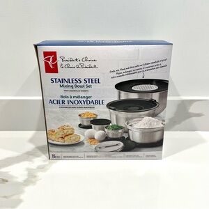 NEW President’s Choice Stainless Steel Mixing Bowl Set w/ Grater Lid Inserts